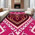 Vibrant Pink Heart Abstract Oval Rug
