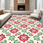 Traditional Red Green Holly Blossom Rug