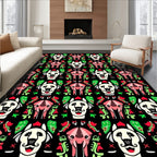Whimsical White Dog Floral Repeat Rug