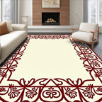 Ornate Crimson Floral Quadrant Rug