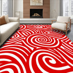 Bold Red Swirl And Stripe Rug