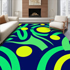 Vibrant Green Yellow Abstract Swirls Rug