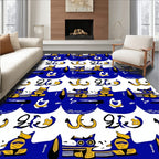 Blue Yellow Abstract Animal Wave Rug