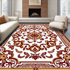 Crimson Gold Symmetrical Floral Medallion Rug