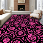 Vibrant Pink Swirl Rose Botanical Rug