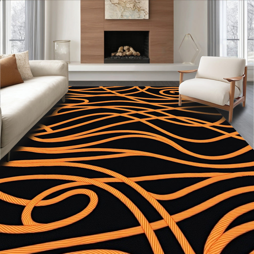 Golden Rope Abstract Swirl Rug