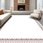 Crimson Green Floral Edged Rectangular Frame Rug