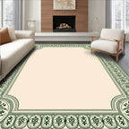 Dark Green Ornate Scroll Border Rug