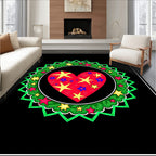 Red Heart With Yellow Star Garland Rug