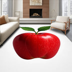 Vibrant Red Apple With Green Leaves Rug