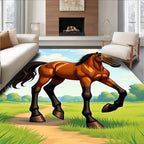 Brown Horse Galloping Across Field Rug