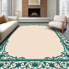 Teal Floral Vine Border Rug