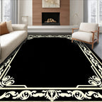 Elegant Cream Scrollwork Border Rug