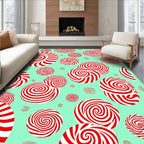 Red White Swirl Lollipop Medallion Rug