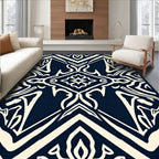 Navy Cream Abstract Symmetrical Symmetry Rug