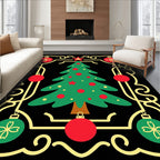 Festive Christmas Tree Ornate Border Rug