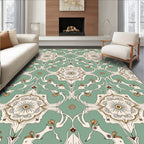 Art Nouveau Mint Cream Floral Scroll Rug