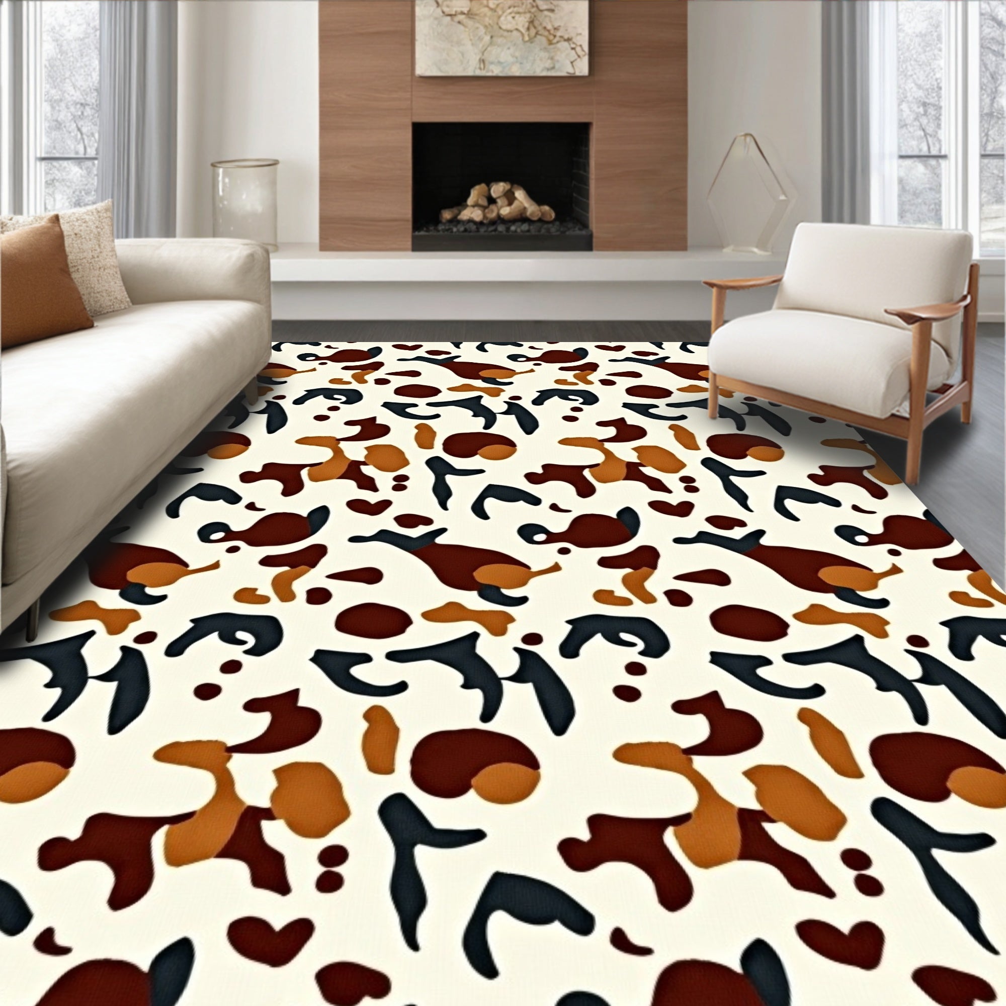 Terra Cotta Abstract Organic Shapes Rug