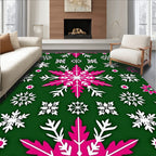 Festive Pink Snowflake Emerald Scatter Rug