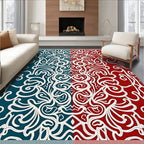 Crimson Teal Scrolls Medallion Rug