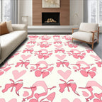 Pink Hearts and Bows Repeating Pattern Rug