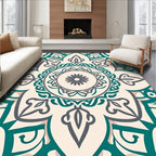 Teal and Gray Mandala Floral Lace Rug