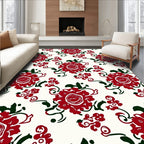 Crimson Floral Vine Repeating Rug