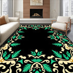 Emerald Leaf Scroll Accent Rug