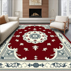 Rich Crimson Elaborate Medallion Border Rug