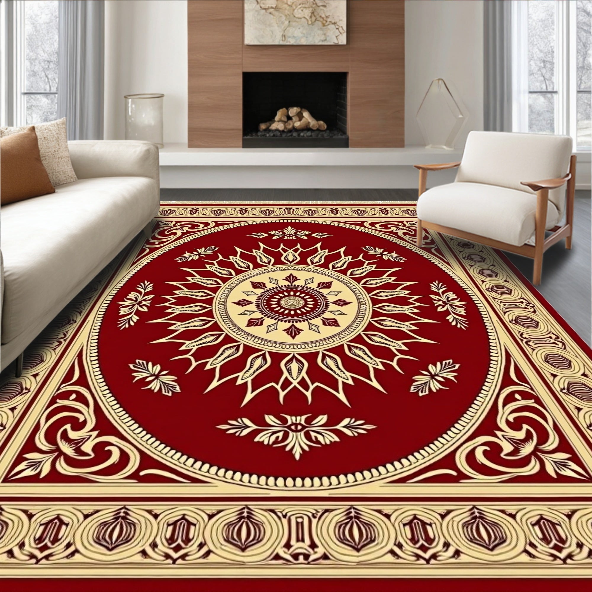 Garnet Sunburst Floral Medallion Rug