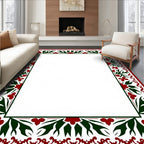 Crimson Green Floral Border Accent Rug