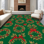Green Red Golden Wreath Garlands Rug