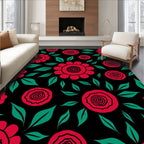 Bold Scarlet Floral Garden Rug