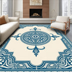 Navajo Blue Medallion Scroll Frame Rug