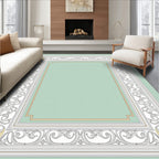 Classic White Floral Swirl Frame Rug
