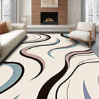 Retro Swirl Waves Blue Rose Rug