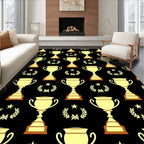 Golden Trophy Laurel Wreath Pattern Rug
