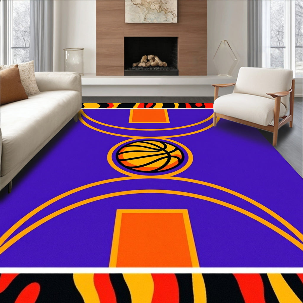 Vibrant Purple Basketball Court Rug