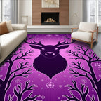 Deep Purple Majestic Deer Winter Woods Rug