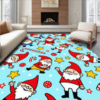 Cute Christmas Gnomes Candy Cane Stars Rug