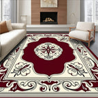 Crimson Floral Medallion Art Rug