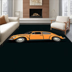Retro Orange Beetle Car Illustration Rug