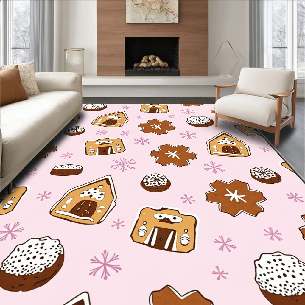 Sweet Gingerbread House Snowflakes Rug