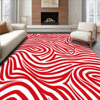 Bold Red Abstract Zebra Stripes Rug