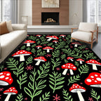 Whimsical Red Mushroom Foliage Rug