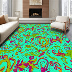 Aqua Scribble Abstract Jumble Art Rug