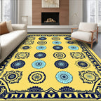 Golden Yellow Floral Medallion Rug