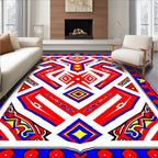 Bold Red Geometric Tribal Abstract Rug