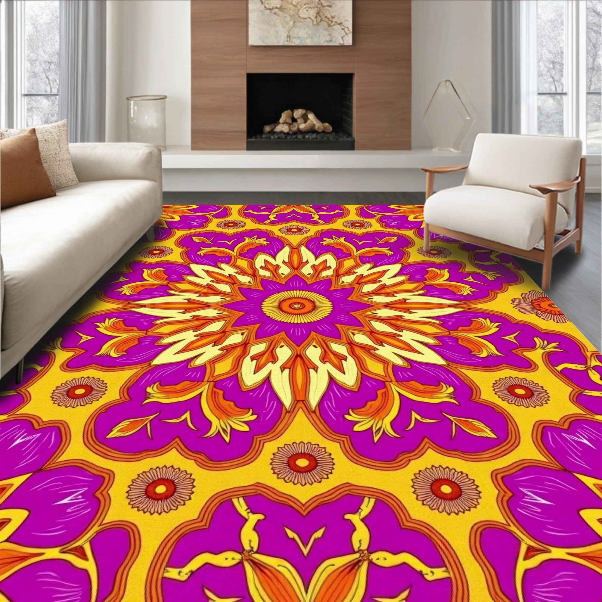 Radiant Fuchsia Sunburst Bloom Rug