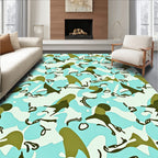 Sky Blue Camouflage Abstract Shapes Rug